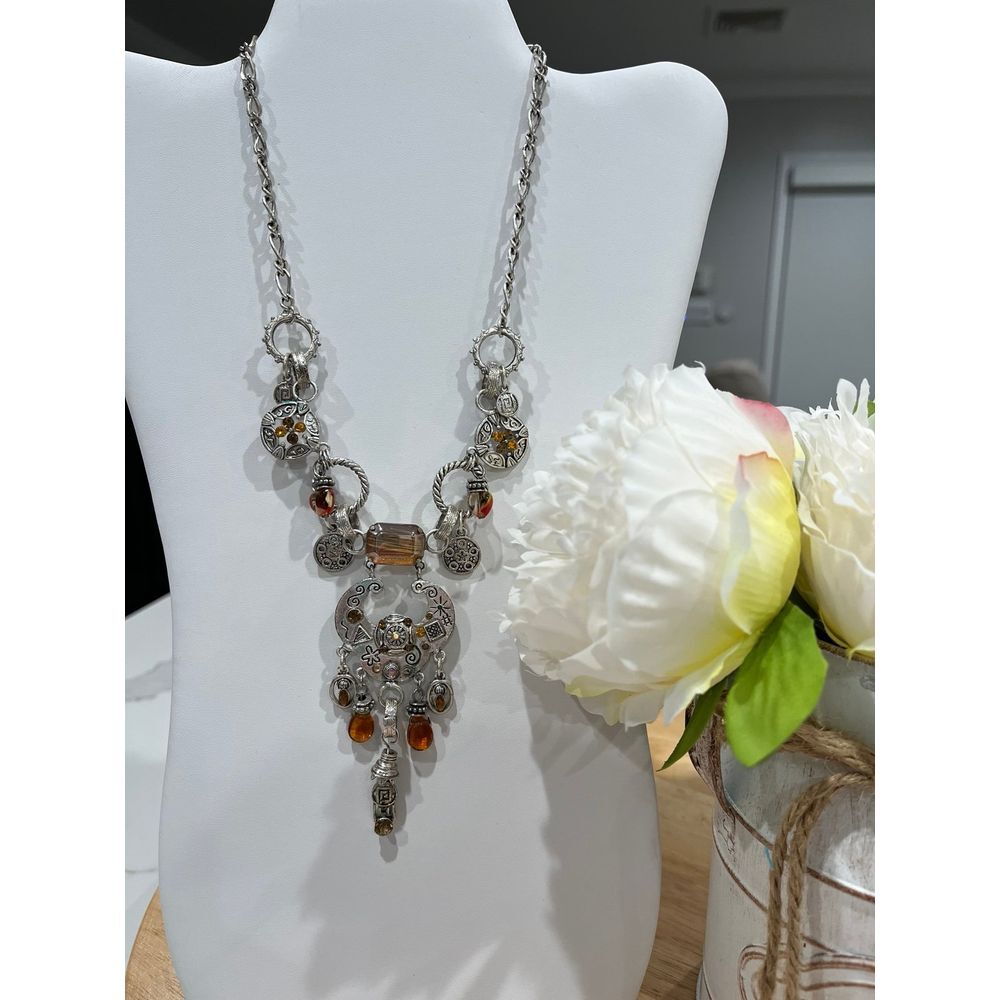 Vintage Necklace‎ silver colored with stones